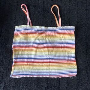 Rainbow stripped cropped tank
